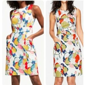 BODEN RETRO POCKET SHIFT DRESS WOMENS SIZE 18 LONG FLORAL COLORFUL 60S CASUAL